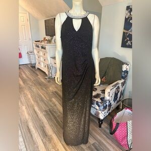 MARINA Black Sparkle maxi dress, sz16